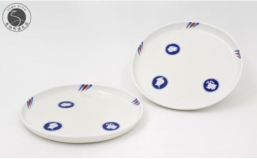 有田焼 月見うさぎ ペア楕円プレート【深川製磁】食器 器 うつわ 染付 2枚 セット A60-91