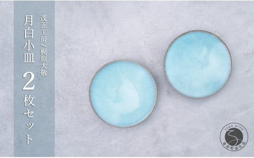 有田焼 月白小皿 2枚セット【梶原大敬 茂正工房】器 うつわ 食器 皿 取皿 小皿 菓子皿 2枚 セット ペア 青磁 月白 青 夏 上品 シンプル 作家 ろくろ 電子レンジ対応 A18-239
