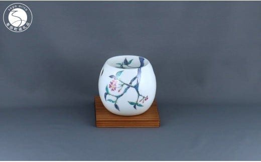 有田焼 茶香炉〈山桜文〉【赤絵白磁硯処 雪月花】手描き 伝統工芸 香炉 赤絵 インテリア 75000円 A75-63