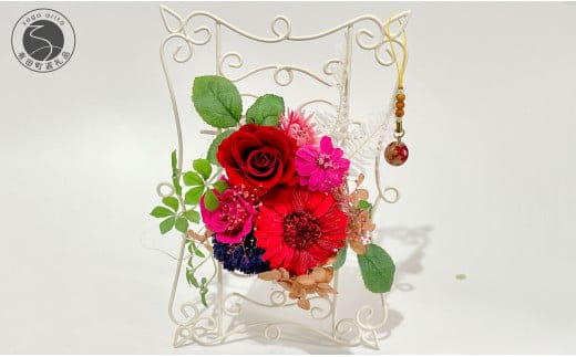 プリザーブドフラワー ラビアンローズ【フラワースポットベルローズ】インテリア 飾り 贈り物 ギフト お花 花 アレンジメント 薔薇 バラ ガーベラ ジニア レッド ピンク ブルー 上品 華やか クリスマス A40-325