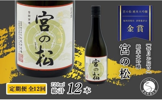 《年12回 さがん酒 定期便》大賞受賞 『宮の松 純米大吟醸酒』720ml×1本×12回 定期便 【佐嘉蔵屋】 有田町 地酒 純米大吟醸 宮の松 ほのかな甘み 720ml 12回 S220-2