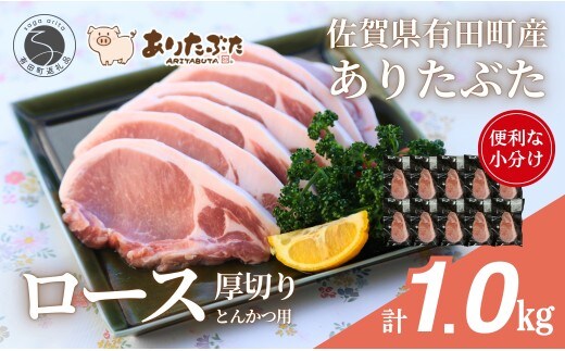【計1kg！真空個包装で便利】ありたぶた ロース 厚切り とんかつ用 100g×10パック 1kg【有田まちづくり公社】豚 ぶた 豚肉 ロース肉 トンテキ ステーキ 小分け 真空 パック 佐賀県産 有田町産 ブランド豚 N12-19