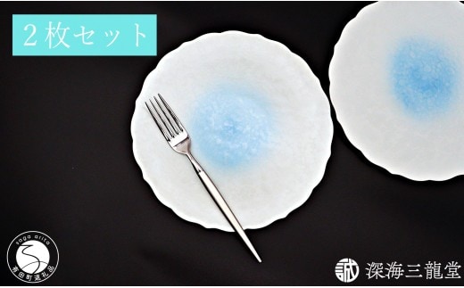 有田焼 白雲桔梗渕 21cm 皿 2枚 セット【深海三龍堂】プレート plate 食器 おしゃれ モダン 和食 洋食 イタリアン パスタ ay114