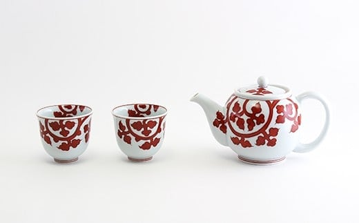 源右衛門窯 赤絵唐草文 茶器 食器 有田焼 お茶セット 有田焼 急須 ポット 有田焼 湯呑 有田焼 ティーセット 有田焼 A85-20
