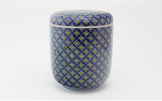 源右衛門窯 染錦七宝紋 御骨壺 有田焼 骨つぼ 終活 こつつぼ 故人 供養 A1850-3