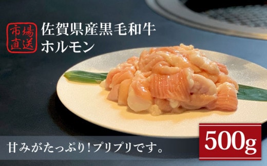 【甘みたっぷりプリプリ食感】佐賀県産黒毛和牛 ホルモン 500g【山下牛舎】 [HAD108]