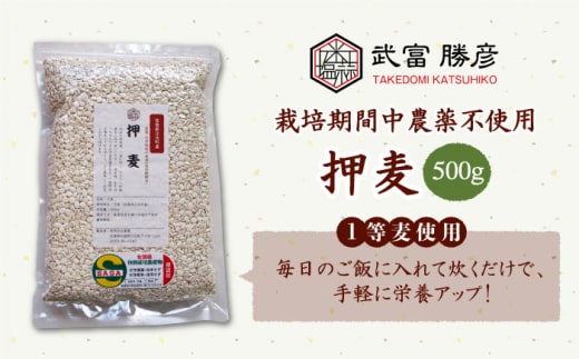 【栽培期間中農薬不使用】押麦 500g＜1等麦使用＞江北町産 サチホゴールデン【葦農】[HAJ011]