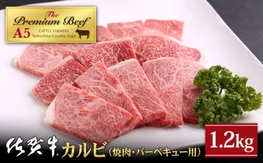 【A5ランクをお届け】佐賀牛 カルビ 焼肉用 1.2kg ( 400g×3パック )【山下牛舎】 [HAD055]