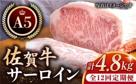 【全12回定期便】佐賀牛 A5 サーロイン ステーキ 400g ( 200g × 2枚 ) 【肉の三栄】 [HAA062]
