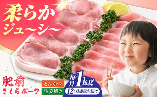 【全12回定期便】肥前さくらポーク 詰め合わせ セット 【JAさが 杵島支所】豚 ロース 豚肉 しょうが焼き とんかつ 生姜焼き トンカツ 豚カツ [HAM074]