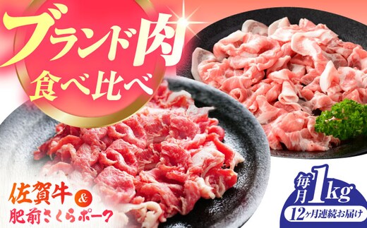 【全12回定期便】佐賀の肉 普段使いセット（佐賀牛・肥前さくらポーク） 【JAさが 杵島支所】牛肉 豚肉 しゃぶしゃぶ 肉 [HAM081]