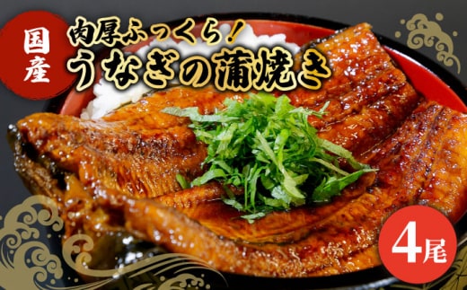 【肉厚ふっくら】国産うなぎ 蒲焼き 4尾【魚正】 [HBV003]