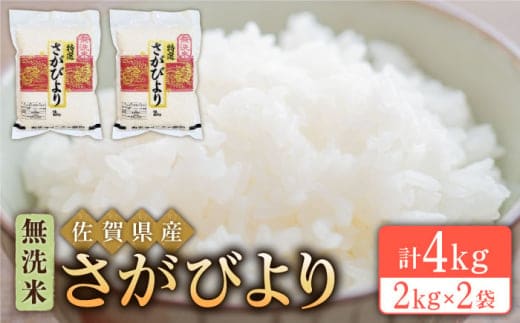 【真空パック】令和7年産 さがびより 無洗米 4kg ( 2kg × 2袋 )【五つ星お米マイスター厳選】 [HBL012]真空 真空パック 特A評価 特A 佐賀 ブランド米 ご飯 米 お米