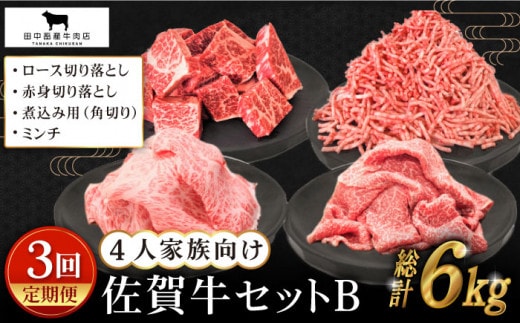 【全3回定期便】4人家族向け 佐賀牛 普段使いセットB【田中畜産牛肉店】 [HBH115]