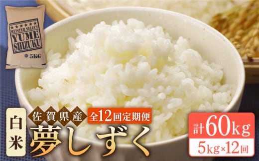【全12回定期便】夢しずく 白米 5kg【五つ星お米マイスター厳選】 [HBL024]特A評価 特A 佐賀 ブランド米 ご飯 米 お米