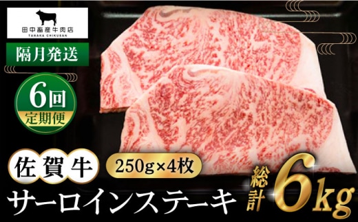 【全6回定期便】【隔月発送】佐賀牛 サーロインステーキ 1.0kg ( 250g×4枚 ) 【田中畜産牛肉店】 [HBH127]