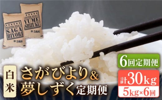 【全6回定期便】さがびより・夢しずく 白米 5kg【五つ星お米マイスター厳選】 [HBL031]特A評価 特A 佐賀 ブランド米 ご飯 米 お米