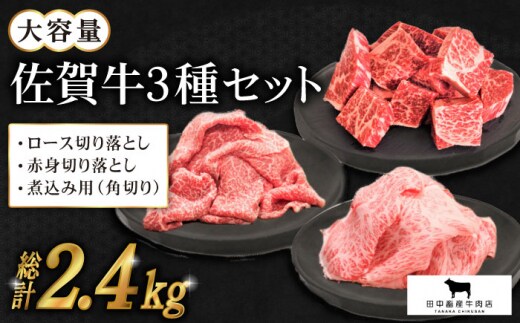 【12/15入金まで年内発送】【切り落としと煮込み肉】たっぷり 佐賀牛 普段使いセット ( 切り落とし・角切り ) 【田中畜産牛肉店】 [HBH032]