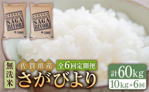 ＜15年連続特A評価＞【全6回定期便】さがびより 無洗米 10kg ( 5kg×2袋 ) 【五つ星お米マイスター厳選】 [HBL048]特A評価 特A 佐賀 ブランド米 ご飯 米 お米