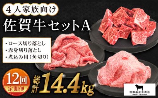 【全12回定期便】4人家族向け 佐賀牛 普段使いセットA【田中畜産牛肉店】 [HBH070]