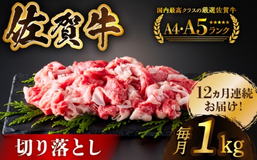 【様々な料理に使いやすい】＜全12回定期便＞佐賀牛切り落とし 1kg（500g×2パック）【がばいフーズ】佐賀牛 すき焼き しゃぶしゃぶ [HCS034]