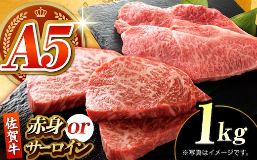 【何が届くかお楽しみ】佐賀牛 ステーキ 1kg （サーロイン/赤身） 【がばいフーズ】A5ランク 佐賀牛 [HCS081]