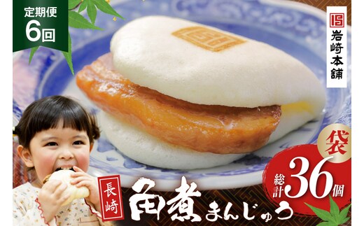 BJ004 岩崎本舗 【6回定期便】 長崎角煮まんじゅう 6個入 (袋) [長崎県 島原市]