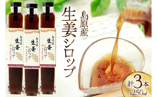 AJ309 生姜シロップ 瓶 250ml 3本 [ 生姜 シロップ しょうが しょうがシロップ ジンジャエール 素 生姜焼き 長崎県 島原市]