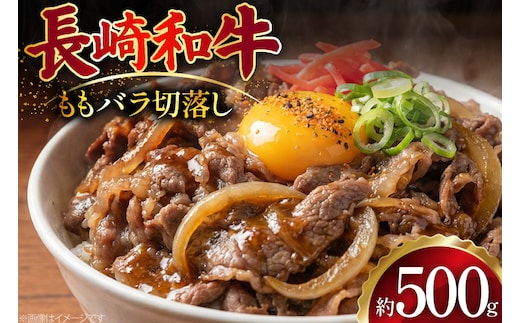 AJ509 長崎和牛 切り落とし (もも・バラ) 約500g [ 肉 牛肉 和牛 バラ モモ おいしい こま切れ カレー 肉じゃが まるしん商会 黒牛 長崎県 島原市 ]