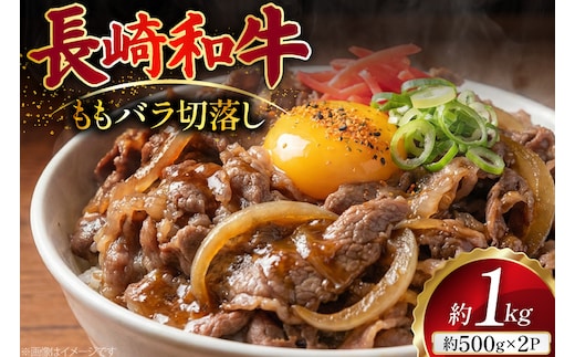 AJ510 長崎和牛 切り落とし (もも・バラ) 約1kg (500g×2P) [ 肉 牛肉 和牛 おいしい こま切れ カレー 肉じゃが まるしん商会 黒牛 長崎県 島原市 ]
