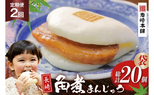 BJ010 岩崎本舗 【2回定期便】長崎角煮まんじゅう 10個入 (袋) [長崎県 島原市]