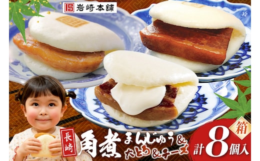 BJ515 岩崎本舗 三種食べ比べセット(長崎角煮まんじゅう 4個・大とろ角煮まんじゅう 2個・チーズ角煮まんじゅう 2個) (箱) [岩崎食品 長崎県 島原市]