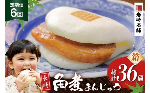 BJ021 岩崎本舗 【6回定期便】長崎角煮まんじゅう 6個入 (箱) [長崎県 島原市]
