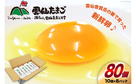 BI025 雲仙たまごLサイズ 80個 (10個入り×8パック)(75個＋割れ補償5個入り) [ 卵 たまご 生卵 鶏卵 赤卵 玉子 新鮮 塚ちゃん雲仙たまご村 長崎県 島原市 ]