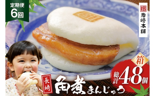 BJ026 岩崎本舗 【6回定期便】長崎角煮まんじゅう 8個入 (箱) [長崎県 島原市]