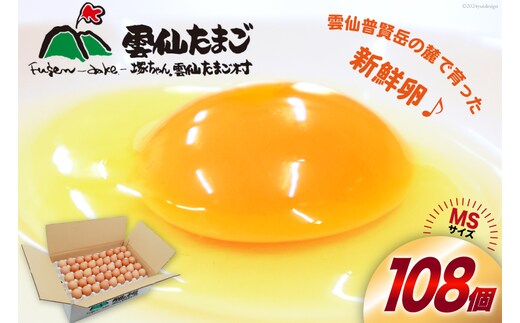 BI028 たっぷり！ 雲仙たまごMSサイズ 108個(100個＋割れ補償8個入り) [ 卵 たまご 生卵 鶏卵 赤卵 玉子 新鮮 塚ちゃん雲仙たまご村 長崎県 島原市 ]