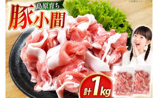 AK028 豚小間 500g 2パック 計1kg [ 豚肉 小分け 豚こま こま切れ 肉 お肉 BBQ バーベキュー 焼肉 アウトドア 1キロ スターゼン 長崎県 島原市 ]