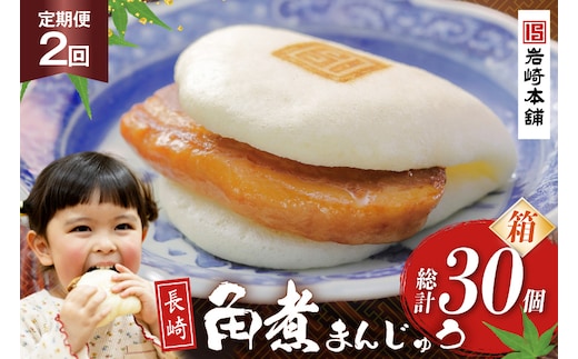 BJ034 岩崎本舗 【2回定期便】長崎角煮まんじゅう 15個入 (箱) [長崎県 島原市]