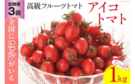 AG136【3回定期便】全国にファンがいる高級フルーツトマト アイコ たっぷり！1kg