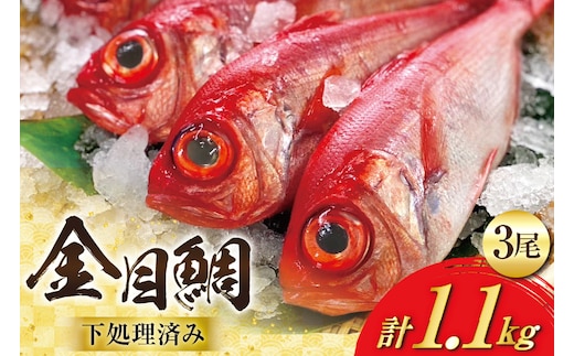 AJ436 金目鯛 特大サイズ (300～400g) 3尾 計1.1kg程度 ＜ 下処理済み ＞ [ 鯛 たい タイ キンメダイ キンメ 真空パック 個包装 煮付け 塩焼き 冷凍 焼き魚 株式会社珍味食品 長崎県 島原市 ]