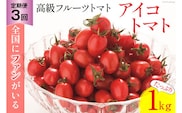 AG136【3回定期便】全国にファンがいる高級フルーツトマト アイコ たっぷり！1kg