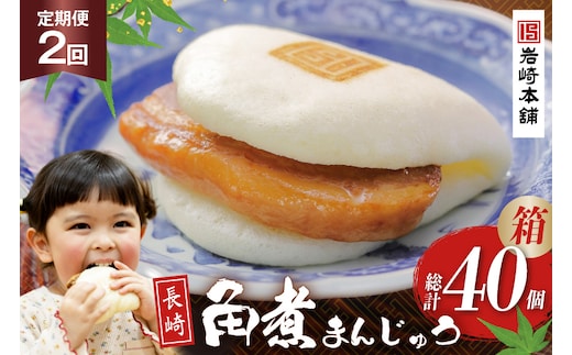 BJ039 岩崎本舗 【2回定期便】長崎角煮まんじゅう 20個入 (箱) [長崎県 島原市]