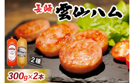 CI241 雲仙ハム ソーセージ ハム 各1本 計2本 各300g [ ボロニアソーセージ ポークハム ウインナー ウィンナー 小分け 便利 国産 豚肉 人気 おつまみ 肉 おかず 長崎県 島原市 ]