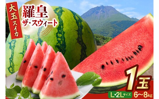 AJ642 【令和8年度出荷分】 島原スイカ倶楽部 大玉スイカ 羅皇ザ・スウィート L・2Lサイズ 6～8kg [ 先行予約 数量限定 すいか スイカ 西瓜 フルーツ 果物 長崎 長崎県 島原市 ]