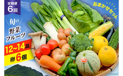 BF058 【6回定期便】旬の野菜・フルーツ (12～14品目)・卵 (6個) おまかせ セット【 野菜 果物 卵 やさい くだもの 果物 タマゴ たまご 詰め合わせ 江戸屋 長崎県 島原市 】