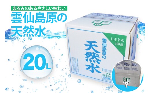 BE266 山崎本店酒造場 雲仙島原の天然水 20L [ 水 天然水 おいしい 名水百選 大容量 軟水 長崎県 島原市 ] 