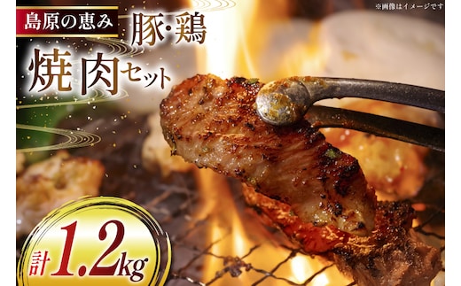BJ283 鶏肉 豚肉 セット 島原の恵み 雲仙もみじ豚 雲仙島原ハーブ鶏 焼肉 セット 各2p 計1.2kg