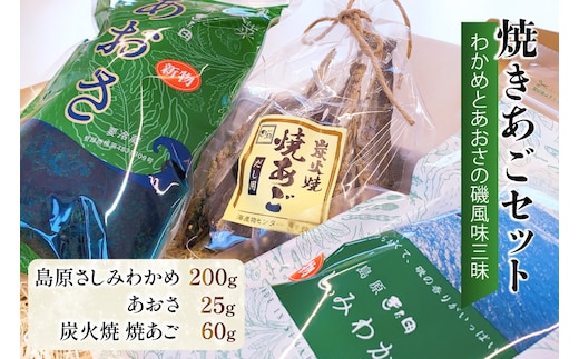 FE057 島原発！ わかめとあおさの磯風味三昧！ 焼きあごセット[わかめ あおさ 焼きあご 詰め合わせ 北田物産 長崎県 島原市]