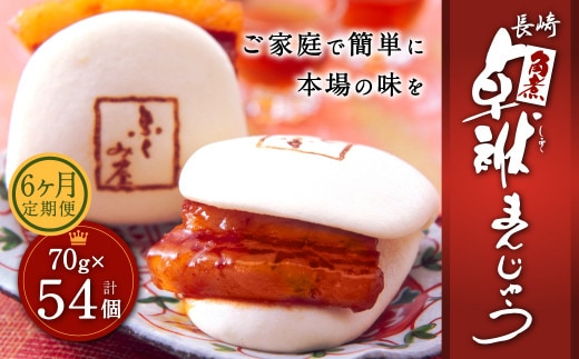 【6ヶ月定期便】 長崎 角煮 卓袱(しっぽく) まんじゅう 70g×9個 ×6回 角煮【FT3】