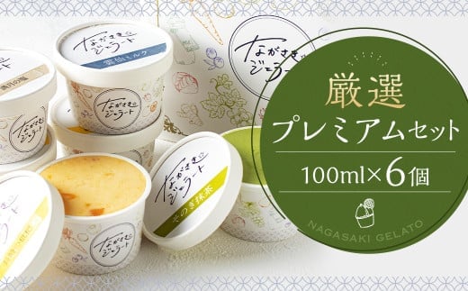 厳選プレミアムセット 100ml×6個 / ジェラート詰め合わせ (ミルク・ピスタチオ・ダークチョコ・そのぎ抹茶”極濃”・季節限定) 大衆割烹樋口 ｢ながさきジェラート｣ アイス ひぐち 長崎